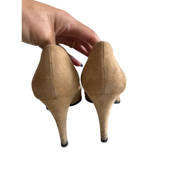 SERGIO ROSSI Tan Suede Florette Heels Size 40 / US 10 - Picture 7 of 9